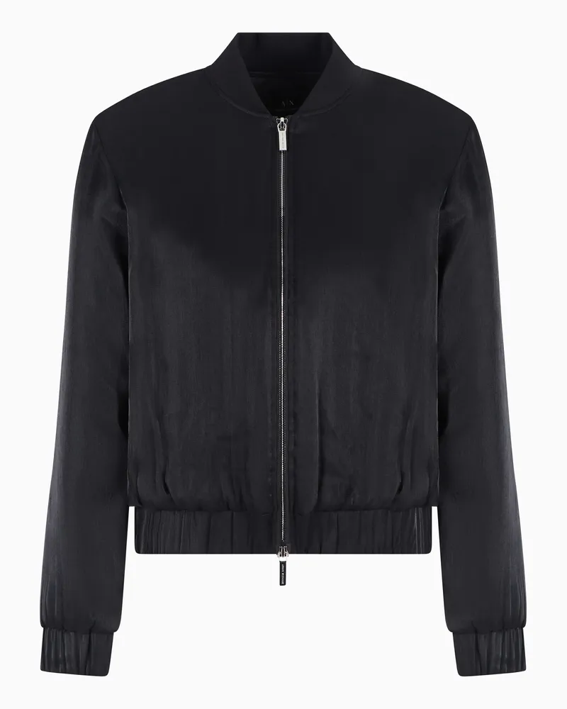 Armani Exchange Bomberjacke aus Glitzer-Satin-Stoff Schwarz