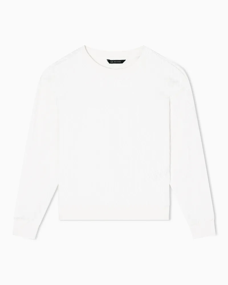 Armani Exchange ASV French Terry-Sweatshirt mit geprägtem Logo Weiß