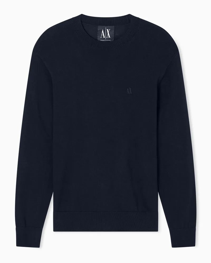 Armani Exchange Rundhalspullover aus Baumwollmischung Marineblau