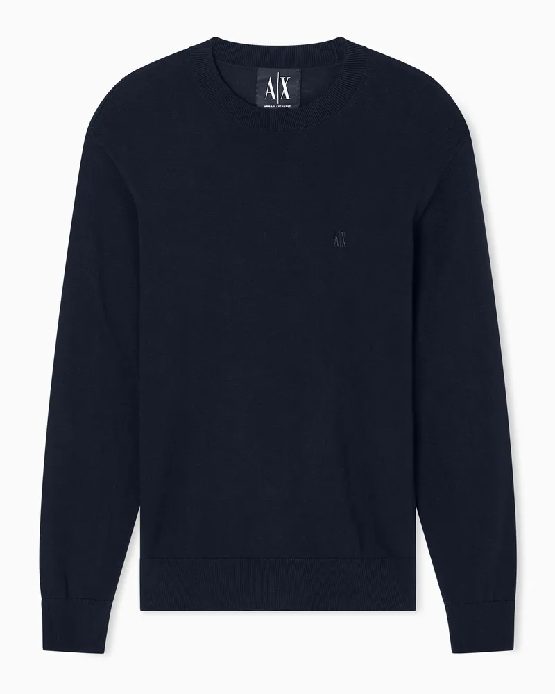 Armani Exchange Rundhalspullover aus Baumwollmischung Marineblau