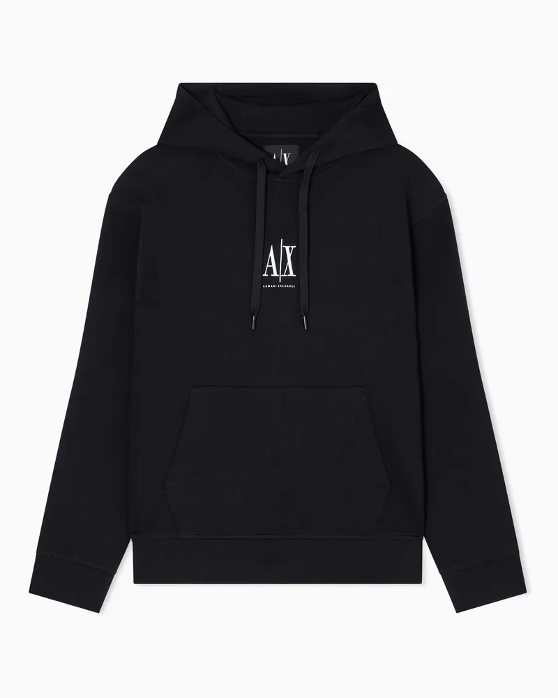 Armani Exchange Kapuzenpullover aus Stretch-Baumwolle mit Kordelzug Icon Schwarz