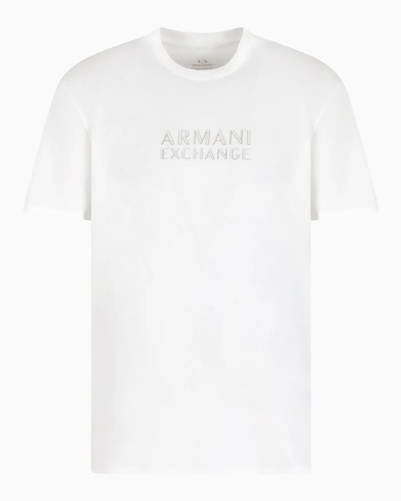 Armani Exchange T-Shirt mit normaler Passform und ASV-Logo Weiß