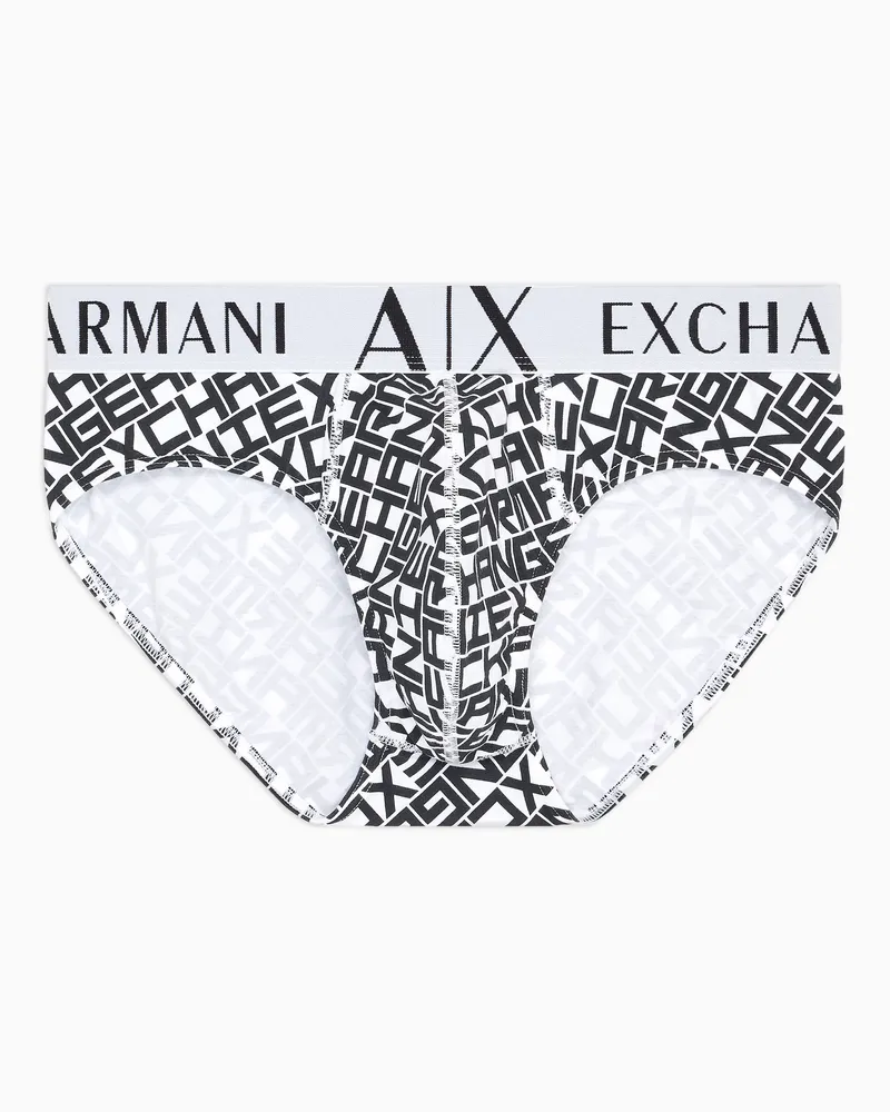 Armani Exchange Slip aus elastischem Stoff mit Allover-Logo Weiß
