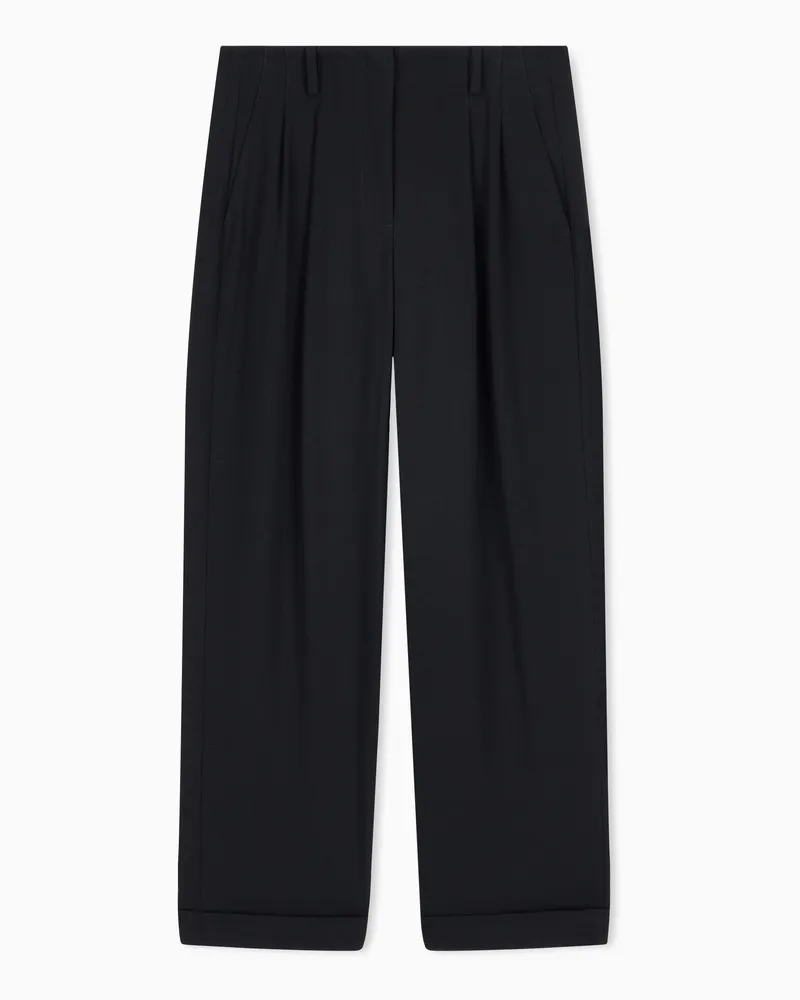 Armani Exchange Gefütterte Oversize-Hose aus Krepp mit Gürtel Schwarz