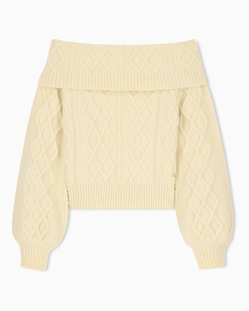 Armani Exchange Strickpullover im Regular Fit aus Polyamid und Wolle Beige