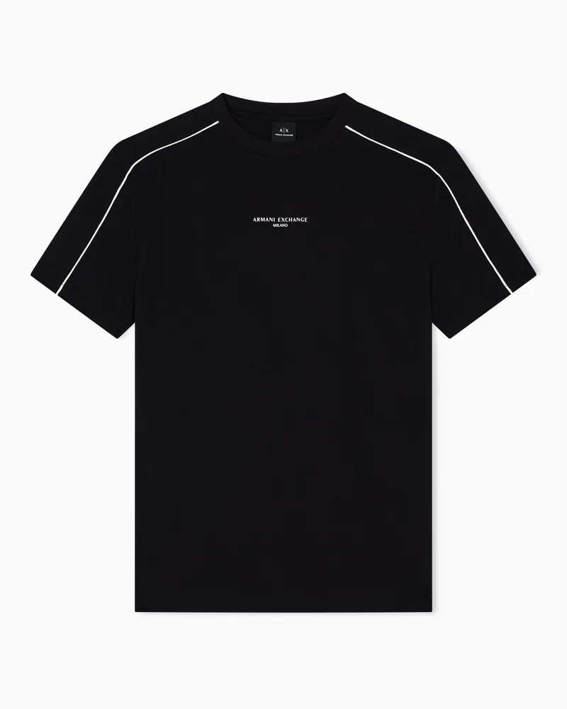 Armani Exchange T-Shirt im Regular Fit mit kontrastierender Paspelierung Schwarz
