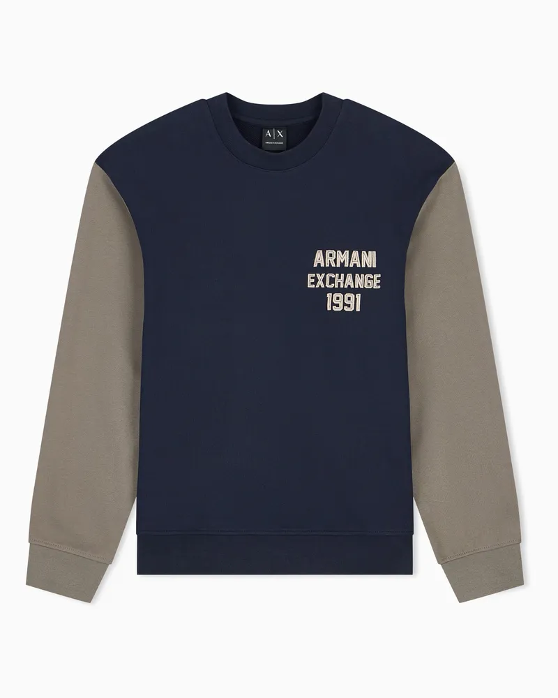 Armani Exchange Sweatshirt Regular Schnitt aus Baumwoll-French-Terry Marineblau