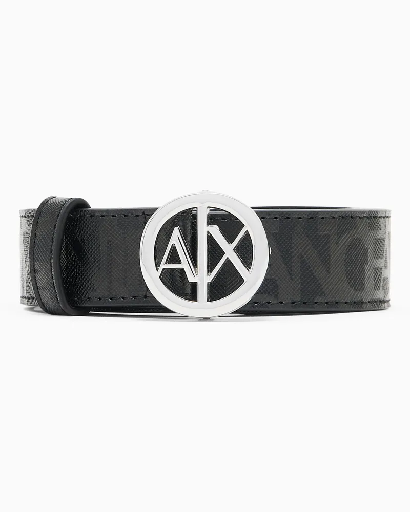 Armani Exchange Gürtel aus Öko-Leder mit runder Logo-Schnalle Schwarz