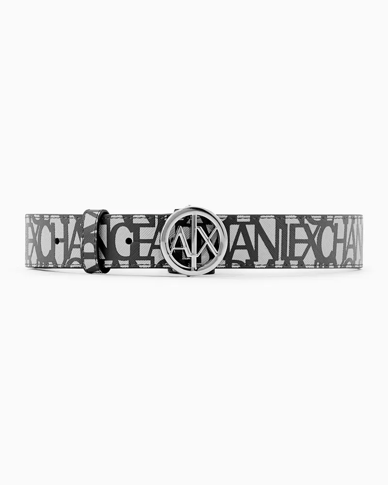 Armani Exchange Gürtel aus Öko-Leder mit runder Logo-Schnalle Schwarz