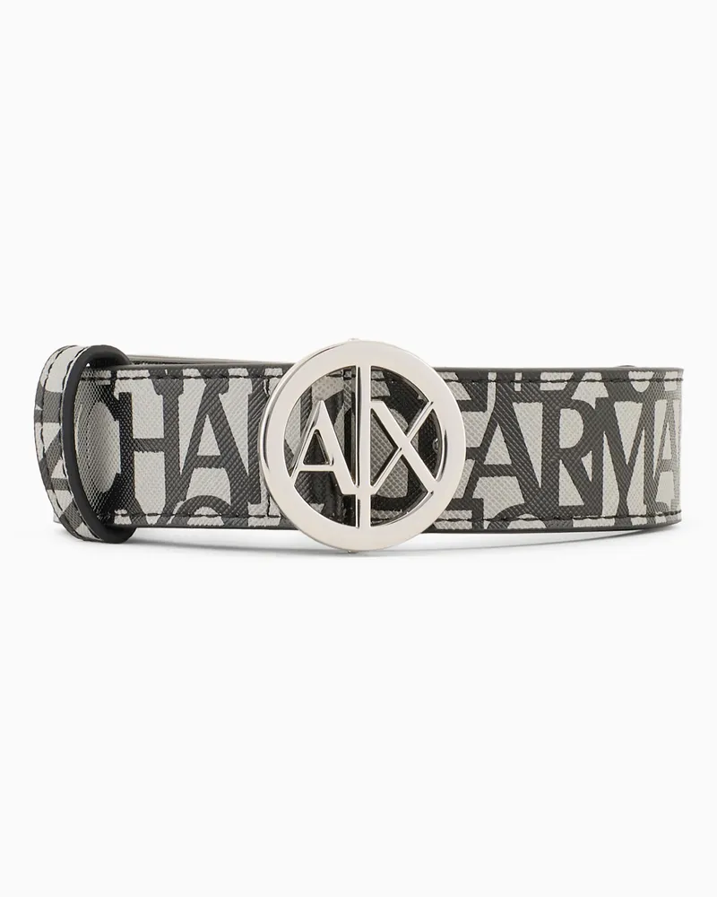 Armani Exchange Gürtel aus Öko-Leder mit runder Logo-Schnalle Schwarz