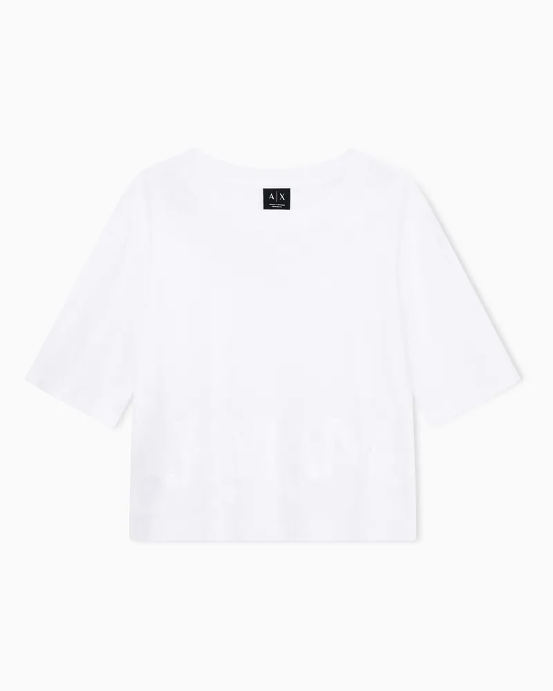 Armani Exchange T-Shirt regularer Schnitt aus Baumwolljersey Weiß