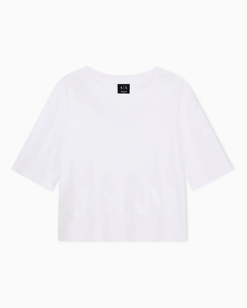 Armani Exchange T-Shirt regularer Schnitt aus Baumwolljersey Weiß