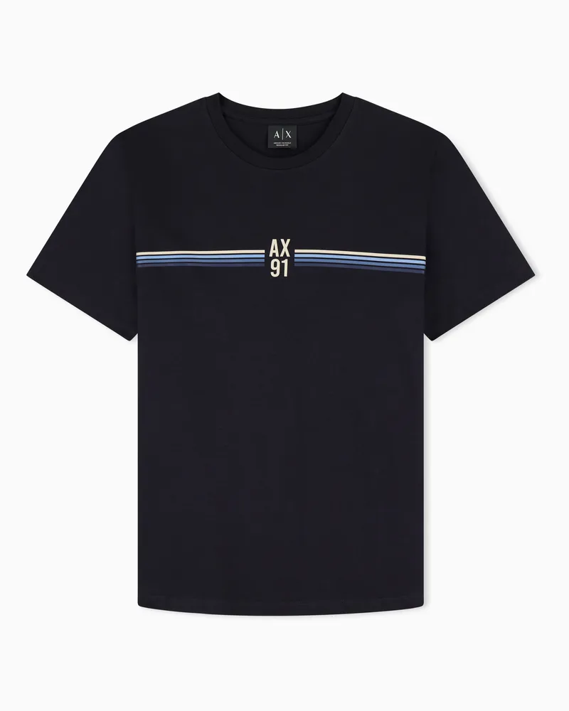 Armani Exchange Regular Fit T-shirt in basic Cotton Jersey Marineblau