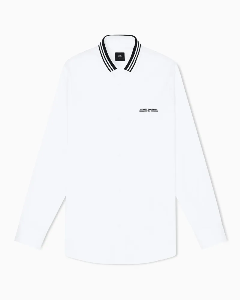 Armani Exchange Hemd im Regular Fit mit kontrastierender Paspelierung Weiß
