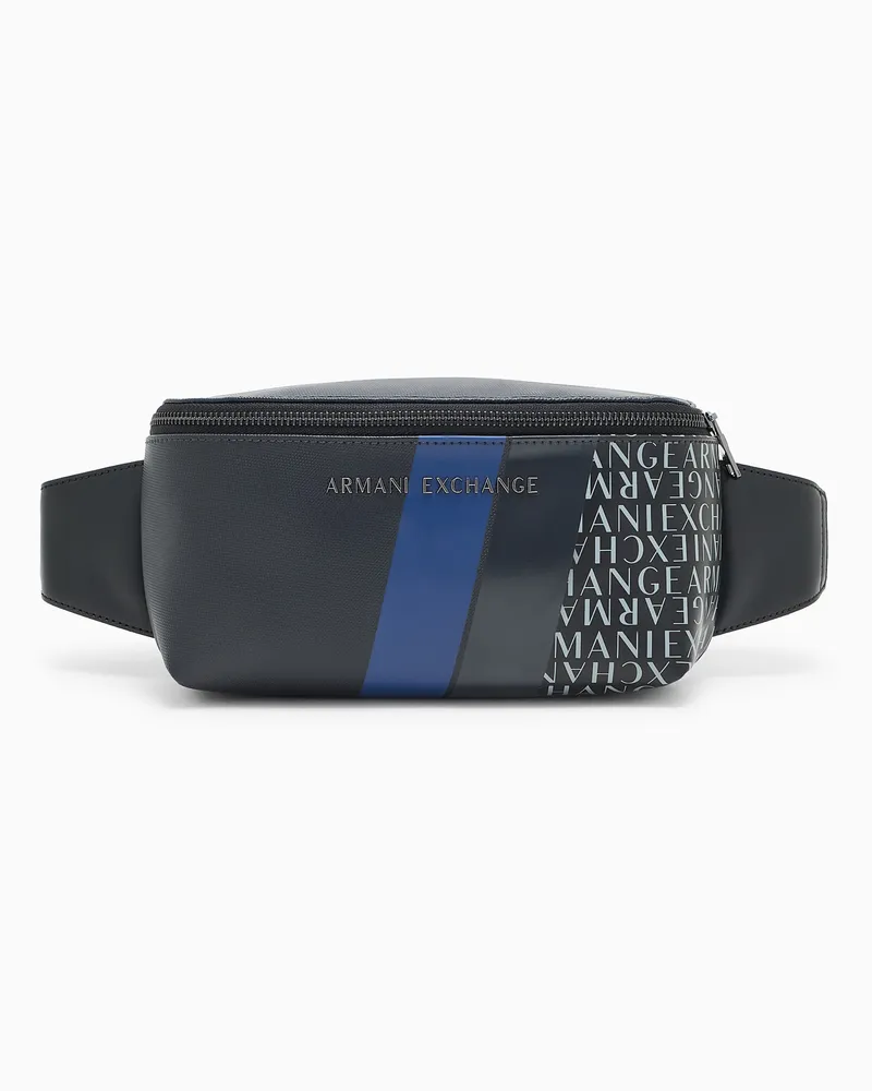 Armani Exchange Gürteltasche mit Monogramm und Streifen Blau
