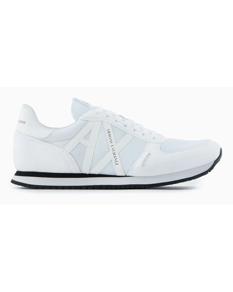 Armani Exchange Sneaker Aus Öko-wildleder, Mesh und Nylon Weiss