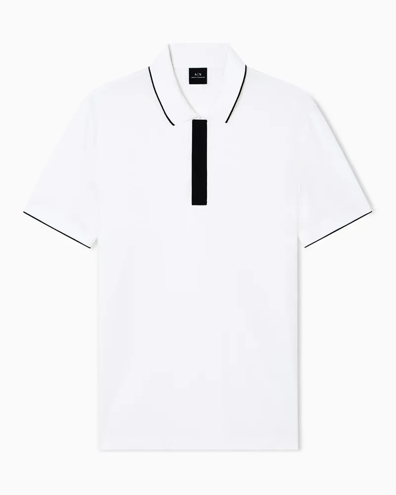 Armani Exchange Slim Fit Polo mit Knopfeinsatz Weiß
