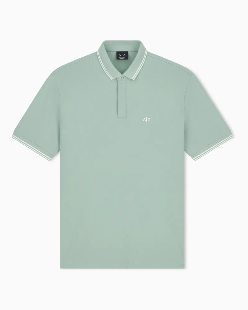 Armani Exchange Poloshirt Regular Fit aus Stretch-Baumwollpiqué Grün