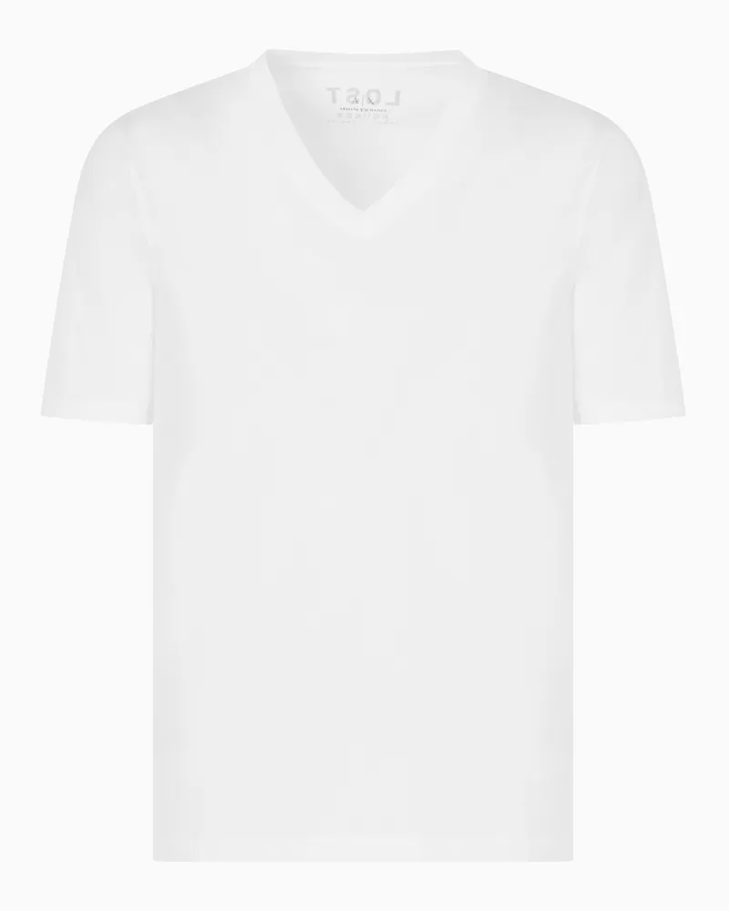 Armani Exchange Slim Fit T-Shirt mit V-Ausschnitt Weiß