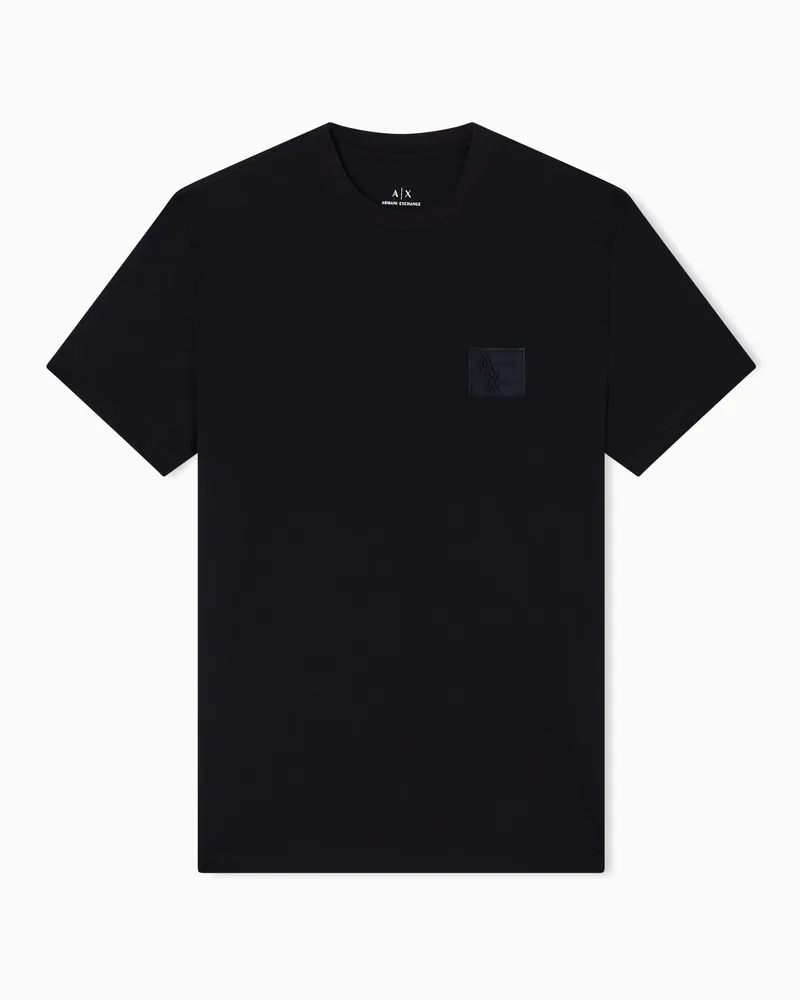 Armani Exchange T-Shirt mit normaler Passform und Aufnäher Schwarz