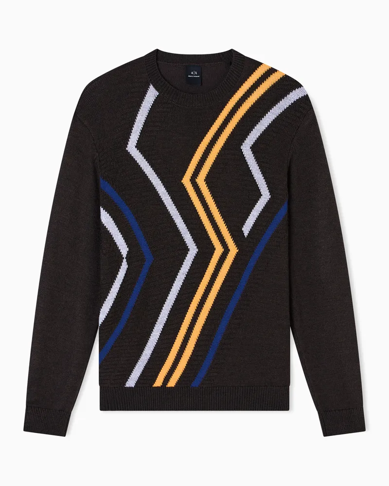 Armani Exchange Pullover mit Zickzack-Strickmuster Braun