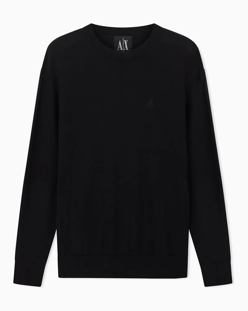 Armani Exchange Rundhalspullover aus Baumwollmischung Schwarz