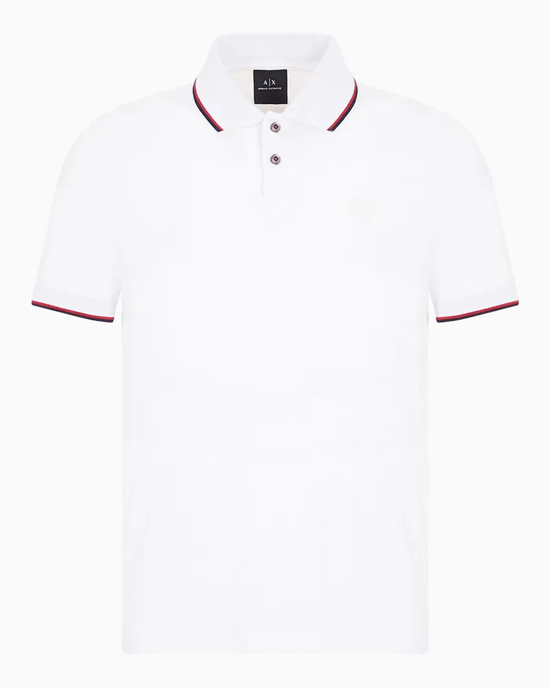 Armani Exchange Piqué-Poloshirt mit kontrastierenden Details Weiß
