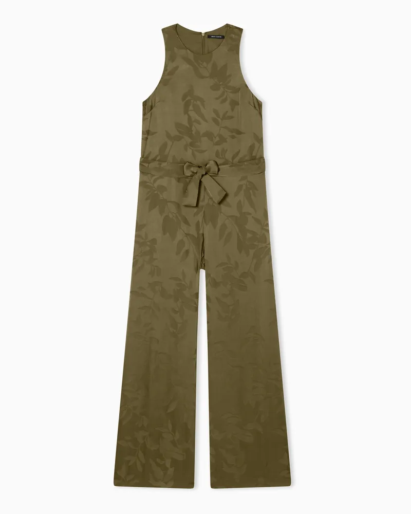 Armani Exchange Eleganter Jacquard-Viskose-Jumpsuit mit Gürtel Grün