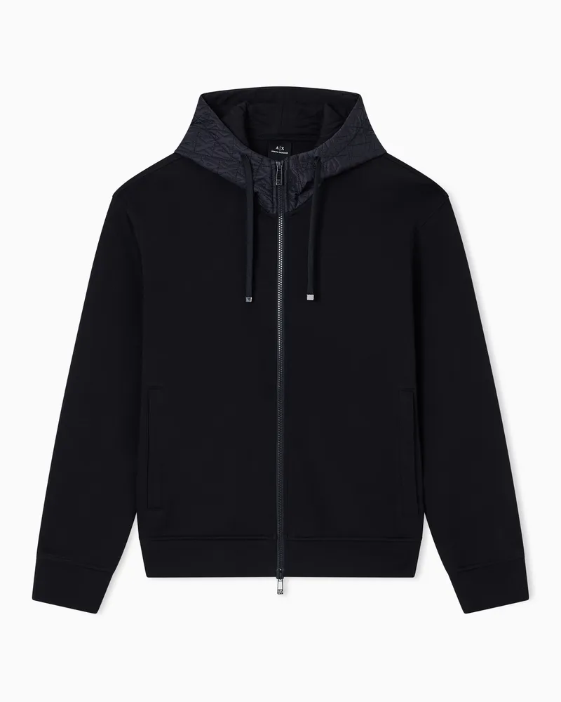 Armani Exchange Sweatshirt mit Reißverschluss und kontrastierender Kapuze Schwarz