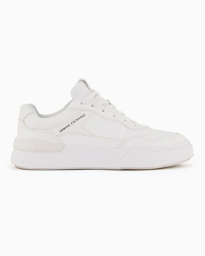 Armani Exchange Sneaker aus Öko-Leder mit Ziernähten Weiß