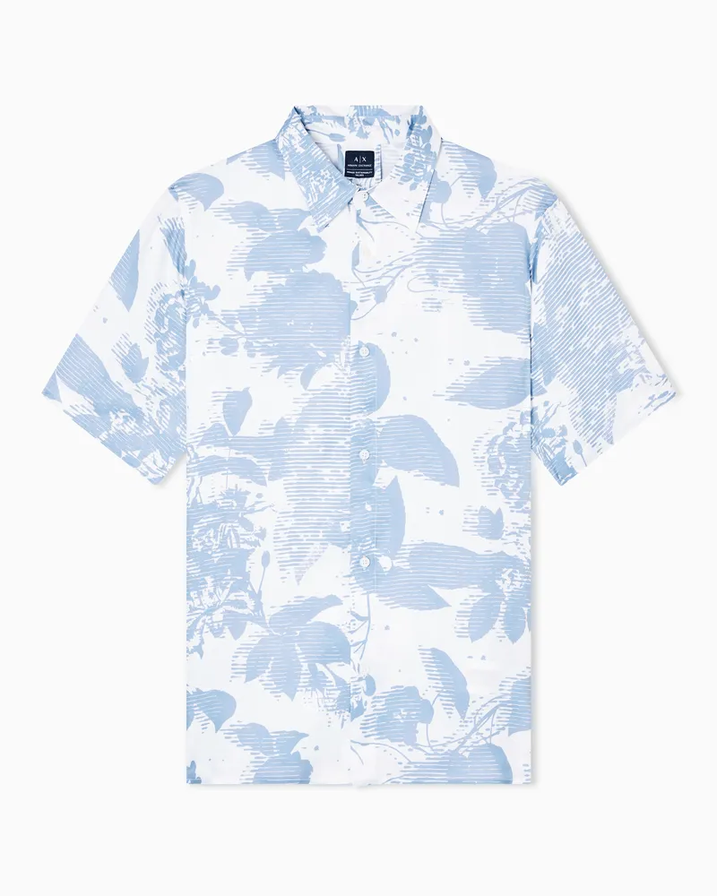 Armani Exchange Gemustertes Kurzarmhemd Hellblau