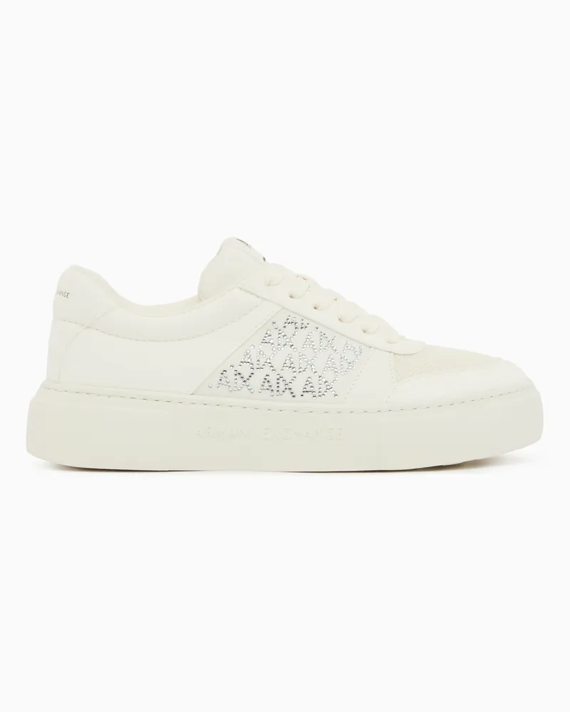 Armani Exchange All-Over Rhinestone Sneakers Weiß