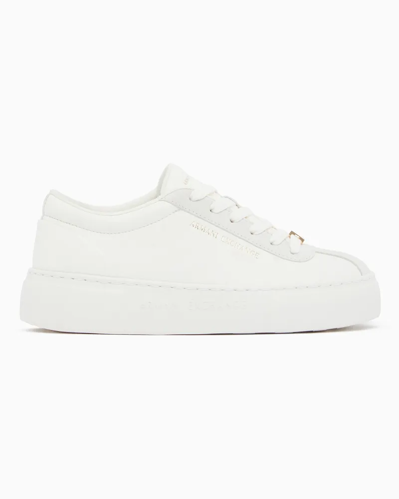 Armani Exchange Low Cut Sneaker mit Wildledereinsätzen und dicker Sohle Weiß