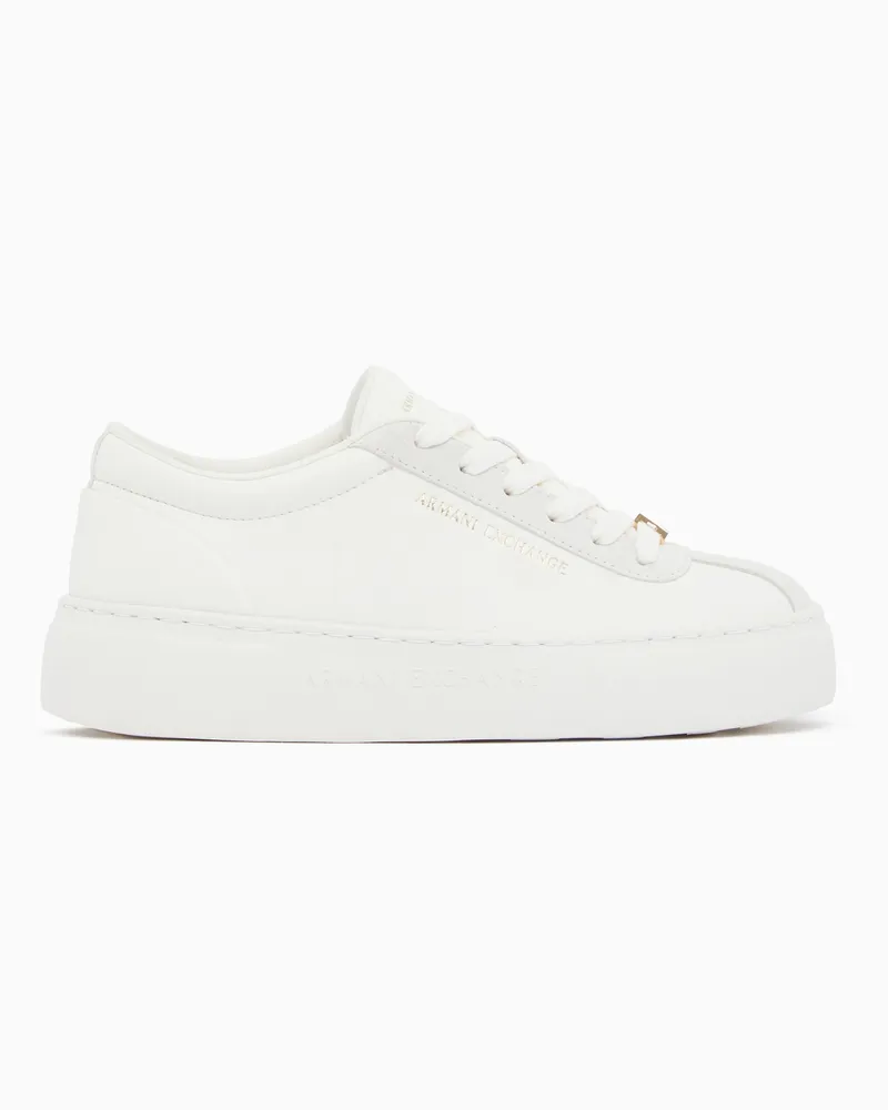 Armani Exchange Low Cut Sneaker mit Wildledereinsätzen und dicker Sohle Weiß
