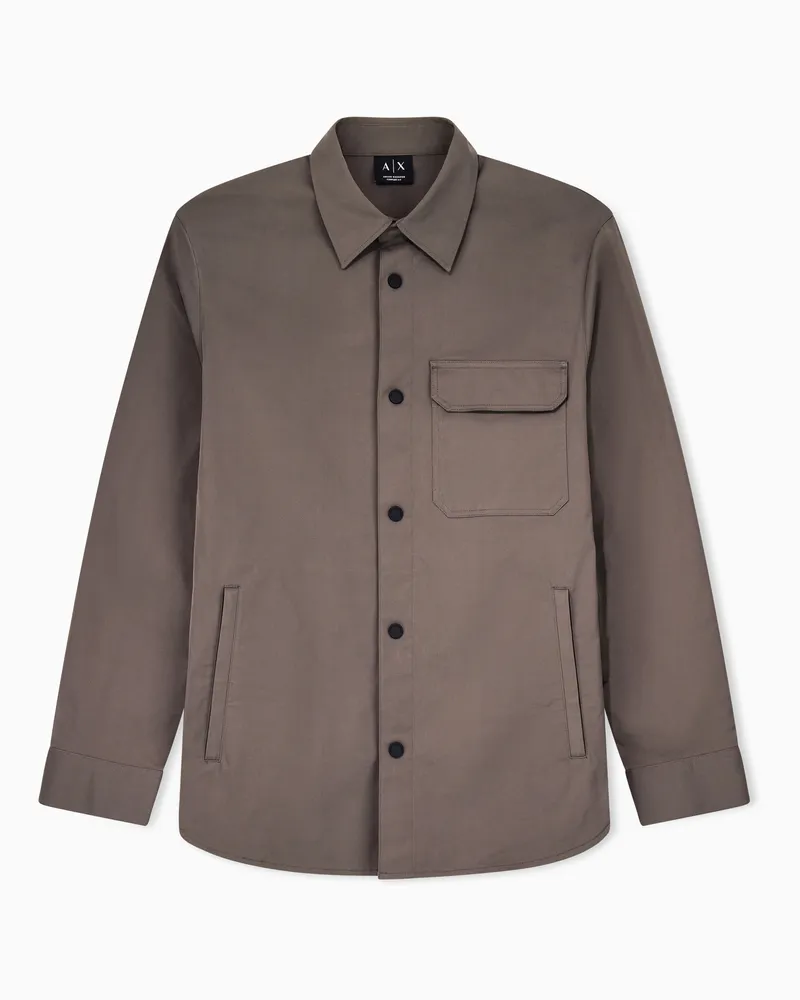 Armani Exchange Hemdjacke mit klassischem Kragen und einer Brusttasche Braun