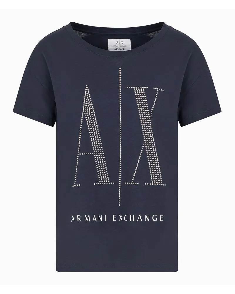 Armani Exchange Jersey-t-shirt In Normaler Passform Marineblau