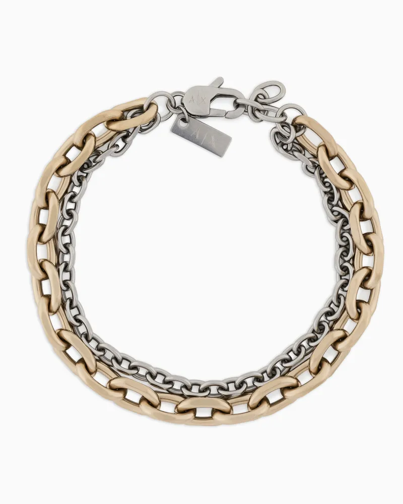 Armani Exchange Doppeltes Glieder-Armband aus Edelstahl in Gold und Silber Mehrfarbig
