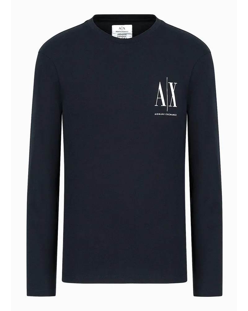 Armani Exchange Langärmliges T-shirt Marineblau