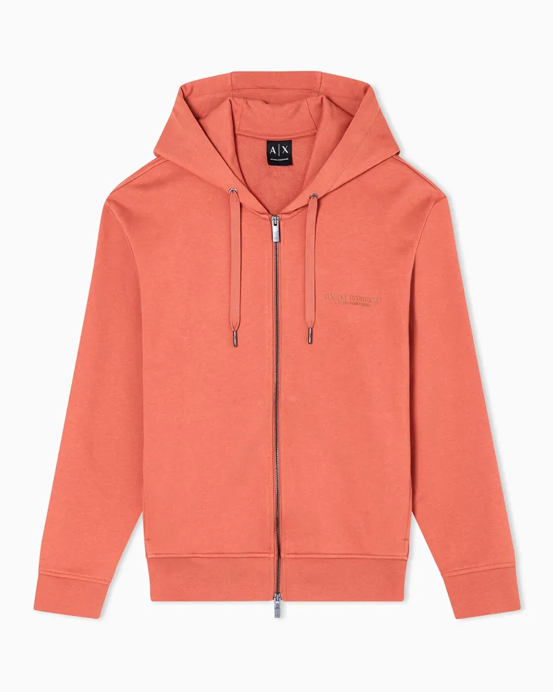Armani Exchange Basic-Hoodie mit Reißverschluss Orange