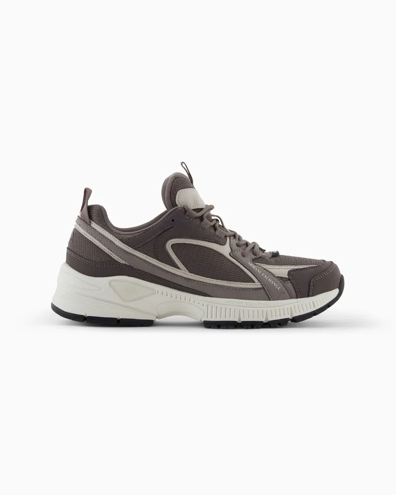 Armani Exchange Chunky Sneaker im Materialmix Braun