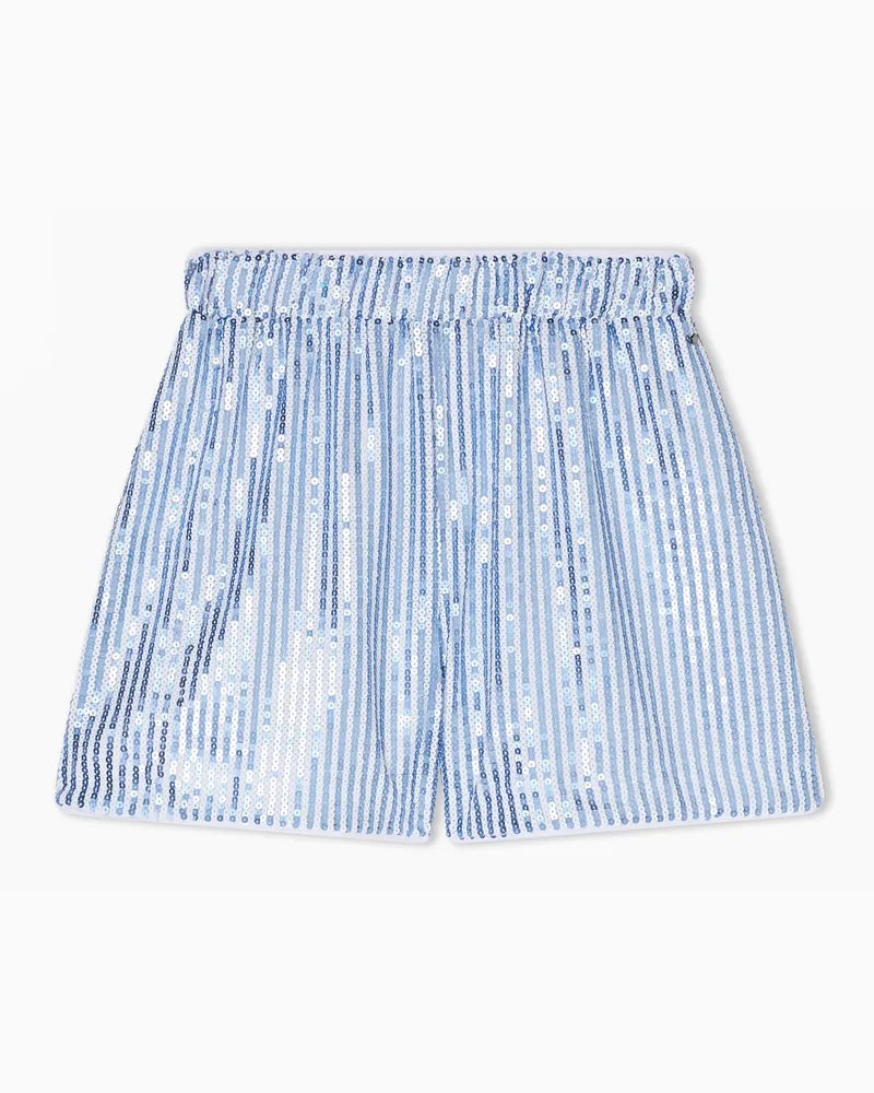 Armani Exchange Sequin mesh shorts Hellblau