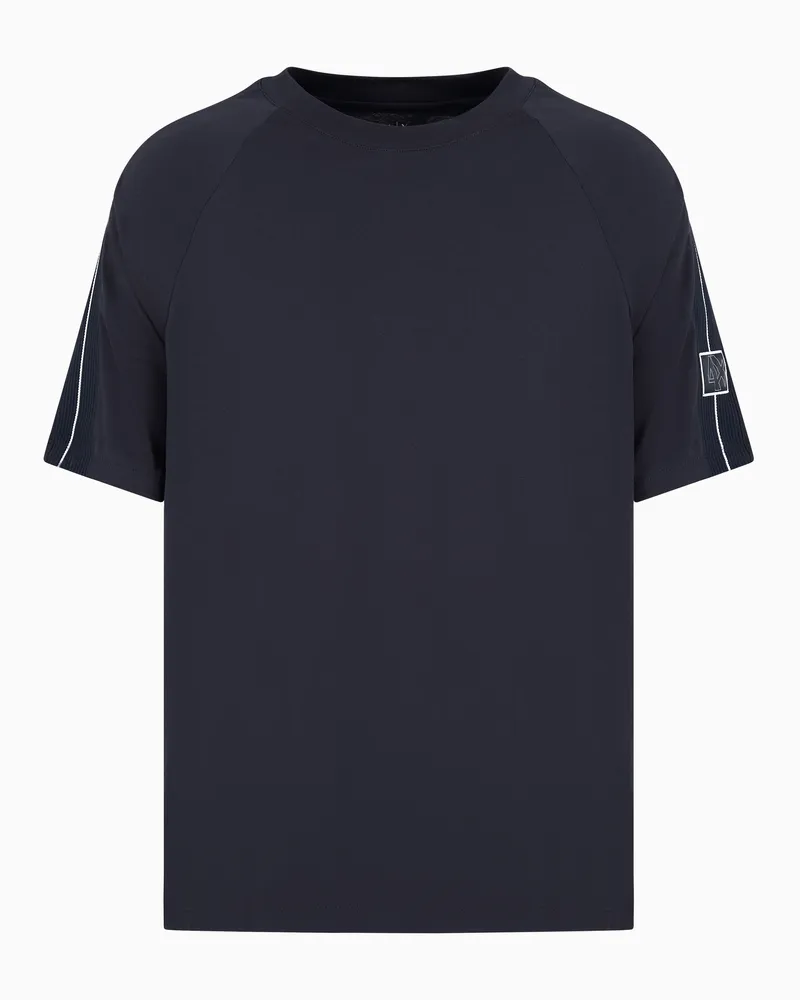 Armani Exchange T-Shirt mit Bändern an den Ärmeln aus ASV-Baumwolle Marineblau