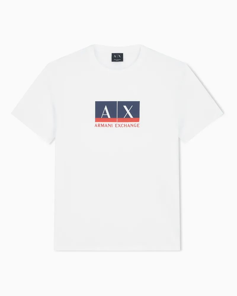 Armani Exchange T-Shirt Slim Fit aus Baumwolljersey Weiß