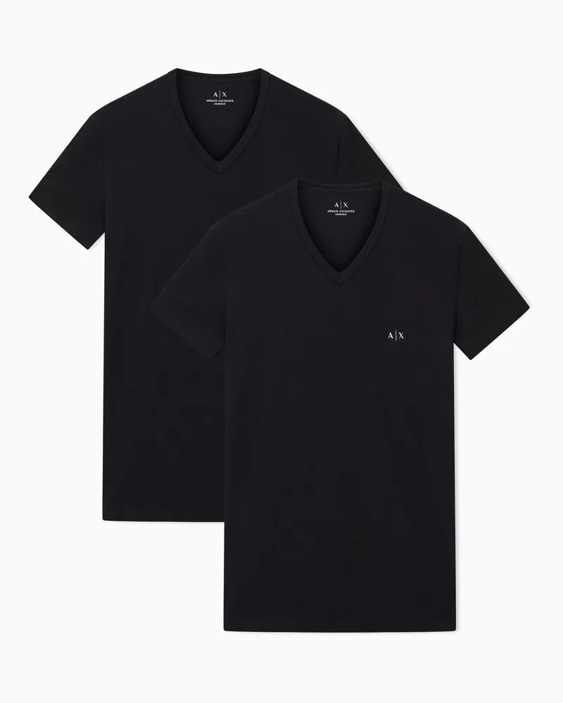 Armani Exchange 2er-Pack Jersey-T-Shirts mit V-Ausschnitt Schwarz
