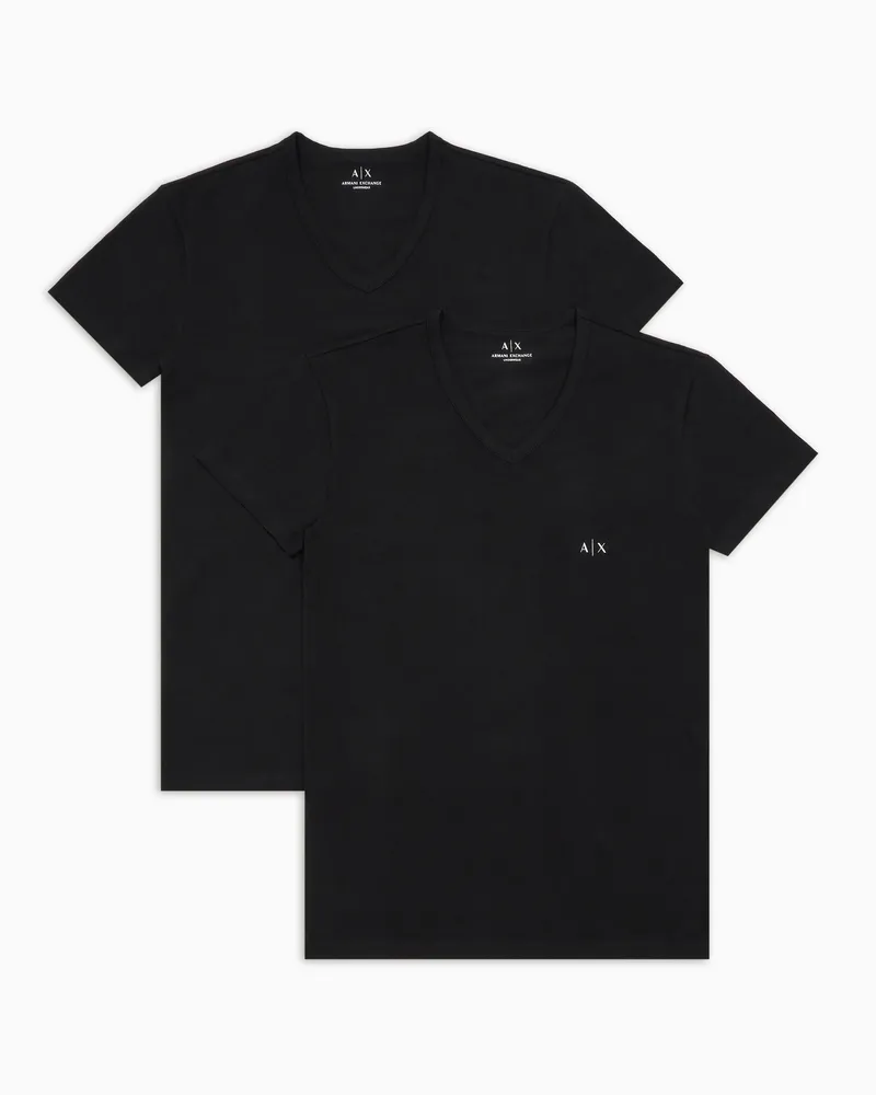 Armani Exchange 2er-Pack Jersey-T-Shirts mit V-Ausschnitt Schwarz