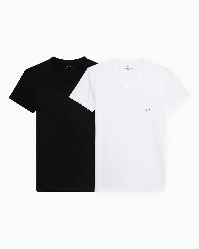 Armani Exchange 2er-Pack Jersey-T-Shirts mit V-Ausschnitt Schwarz