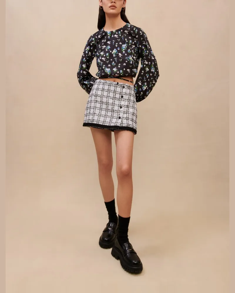 Maje Top Mit Blumenmuster Und Bindeband - Strauß Blau Strauß