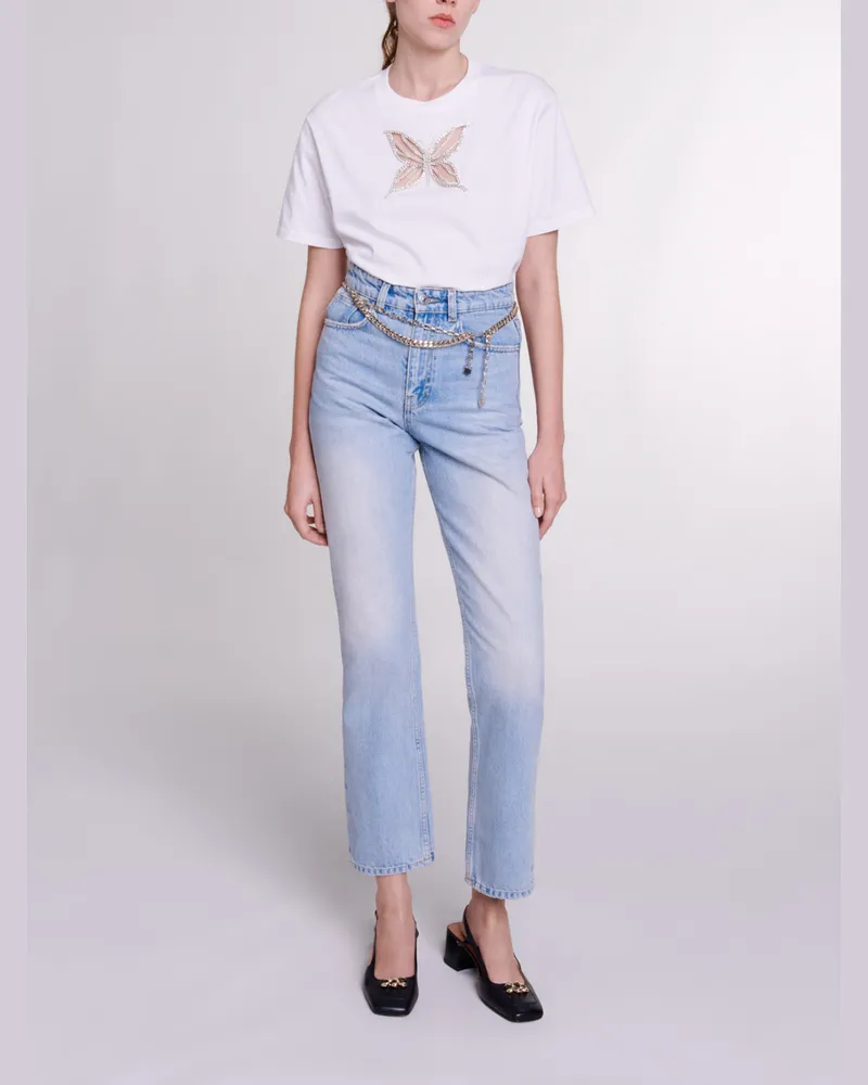 Maje T-Shirt Mit Strass - Weiß Weiß