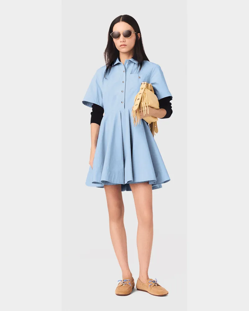 Maje Ausgestelltes Hemdblusenkleid - Blau Himmelblau