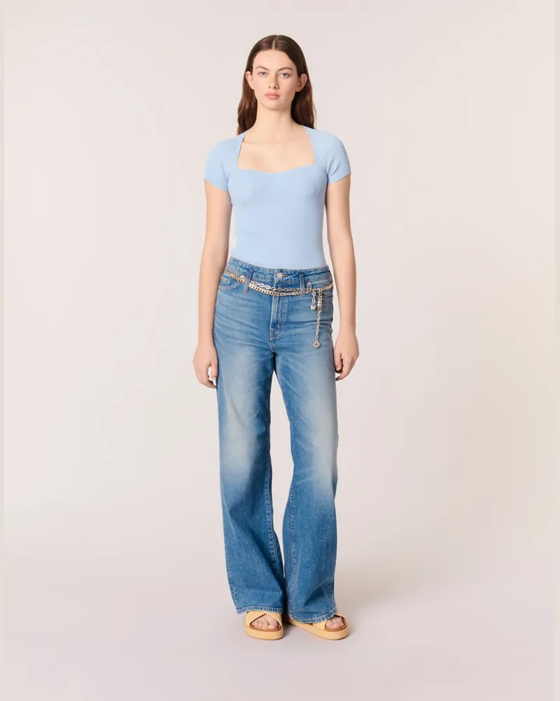 Maje Top Aus Rippstrick - Blau Himmelblau